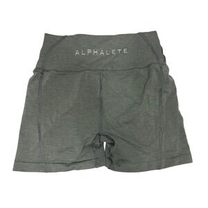 Alphalete Womens High Waisted Biker Shorts Blue/Green Heathered Size M